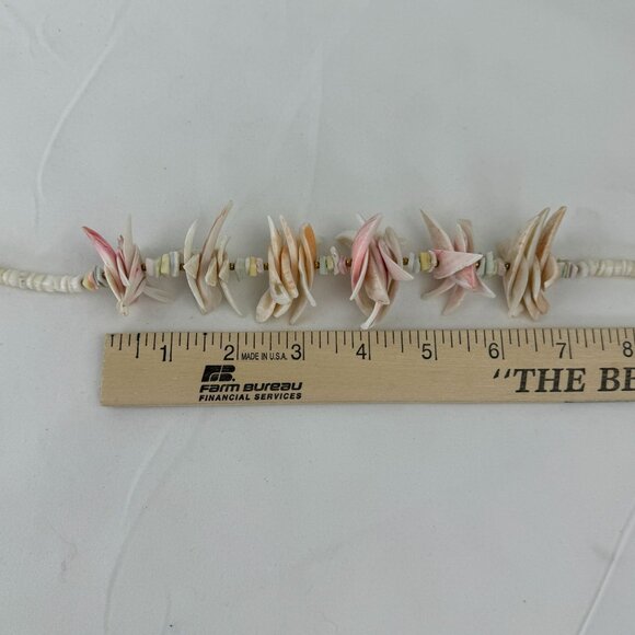 Vintage Seashell Necklace Natural Tropical Puka Shell Choker Pink White 18" - Picture 8 of 10